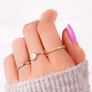 Set De 3 Anillos Cristel Dorados